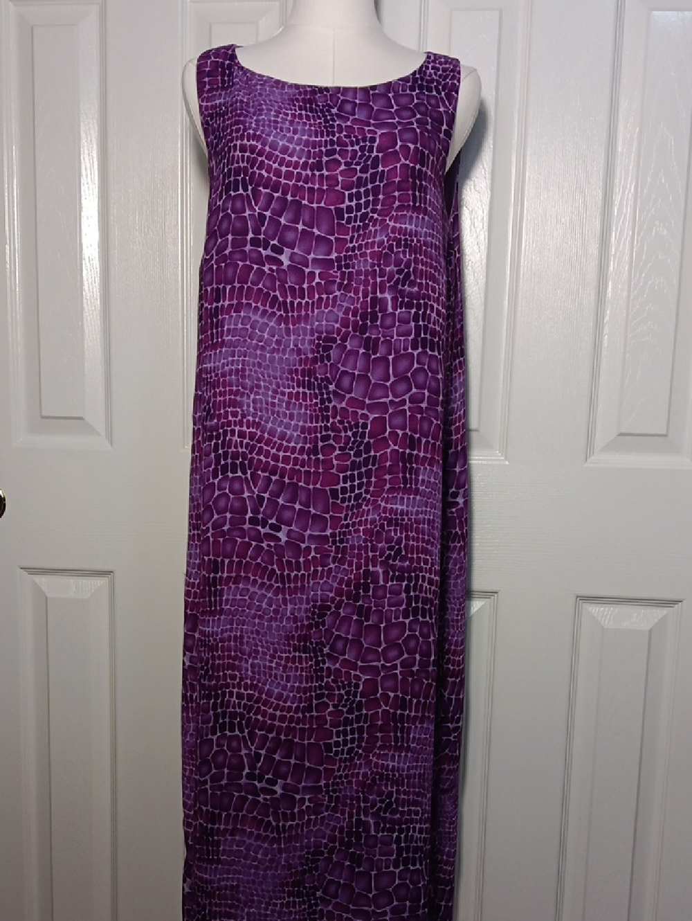 Kathie Lee Collection Lavender Purple Animal Print Dress With Side Slits - Large